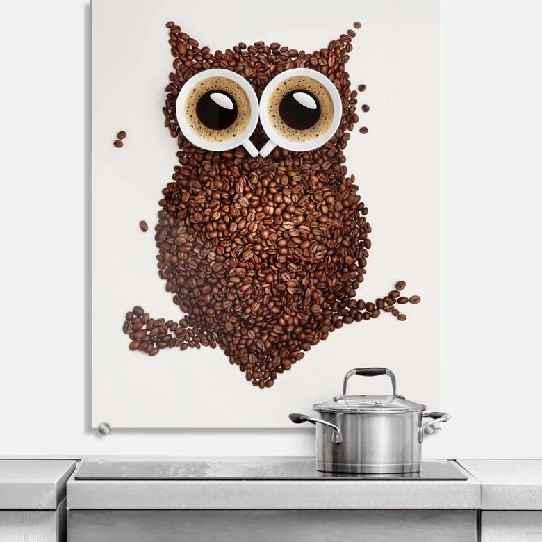Spritzschutz Kaffeeeule - hochkant 