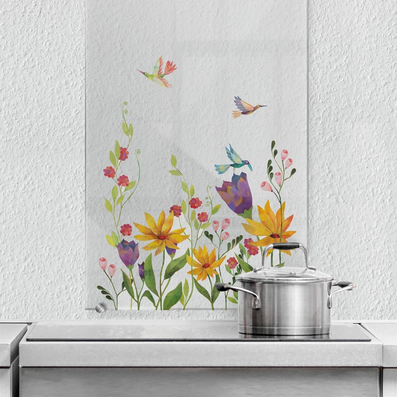 Spritzschutz hoch transparent Blanz - Blütenpoesie 