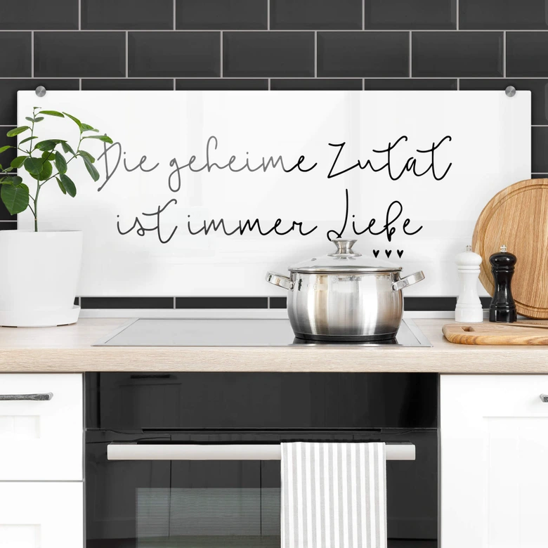 Spritzschutz Die geheime Zutat ist immer Liebe - Panorma 