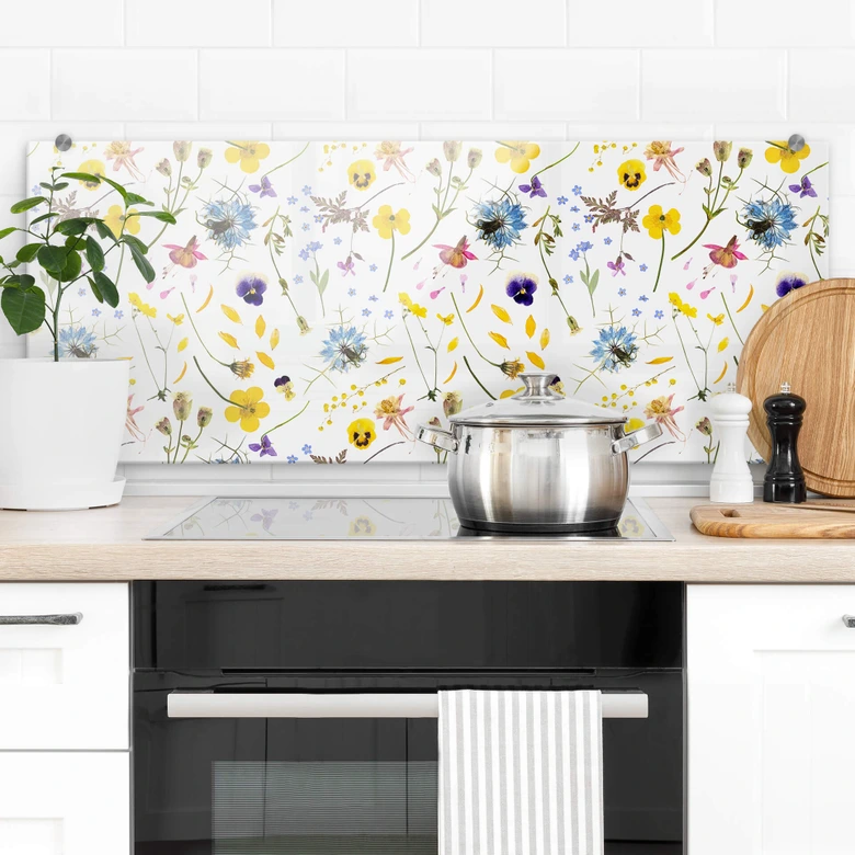 Spatscherm UN Designs - Dried Flowers - panorama 
