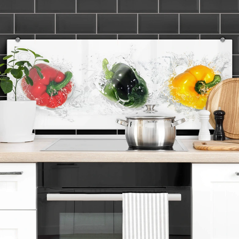 Spritzschutz Splashing Paprika - Panorama 
