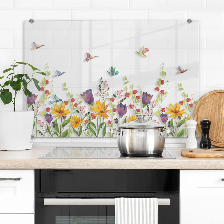 Spatscherm transparant Blanz – bloemenpoezie 