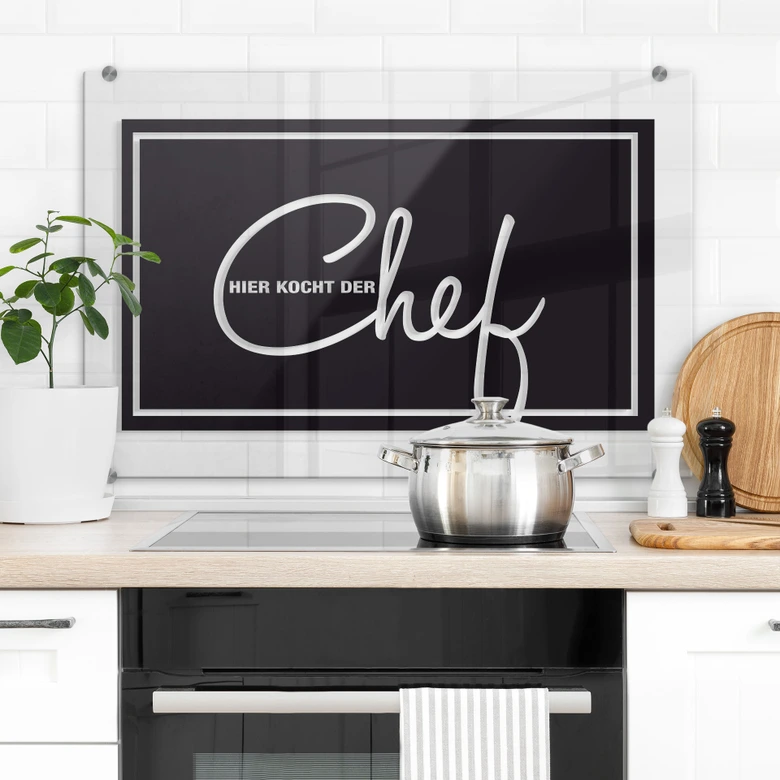 Spritzschutz Hier kocht der Chef - Transparent 