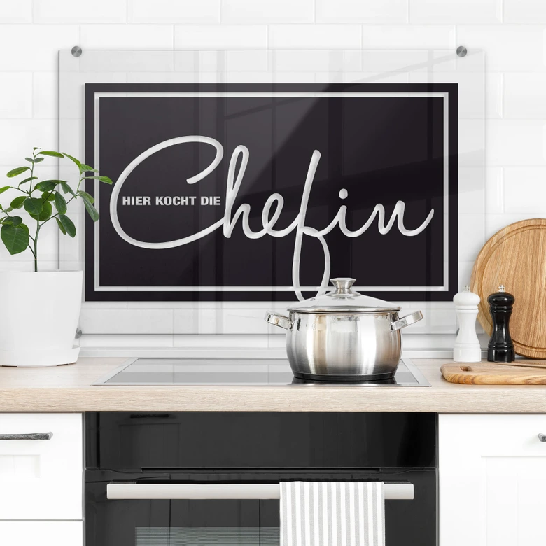 Spritzschutz Hier kocht die Chefin - Transparent 