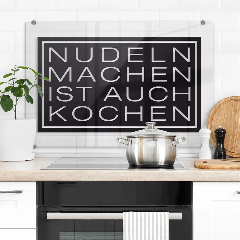 Spritzschutz Nudeln machen ist auch kochen - Transparent 