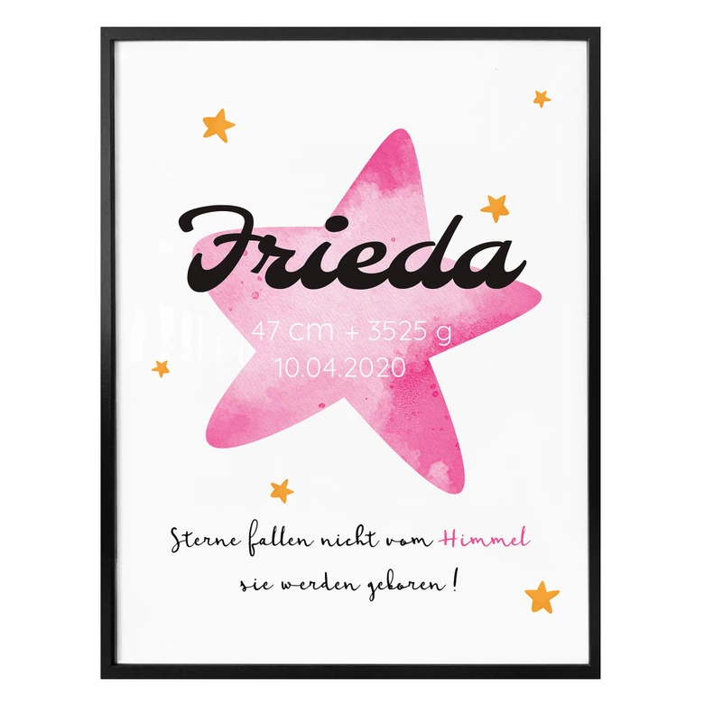 Personalisiertes Poster Sterne fallen nicht vom Himmel (rosa) 