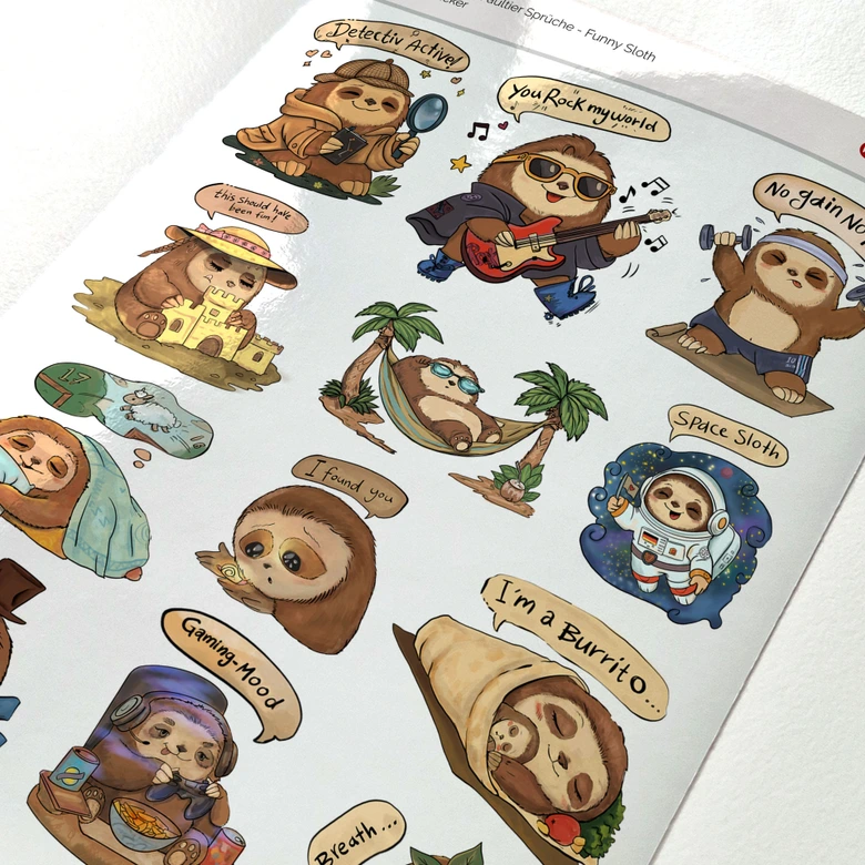 Stickers Funny sloth sayings 