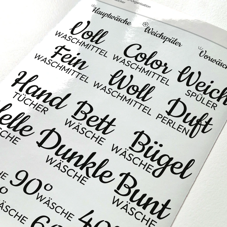 Sticker Wäsche-Organisation 