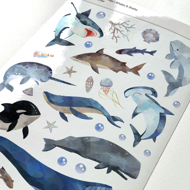Autocollants Baleines & Requins 