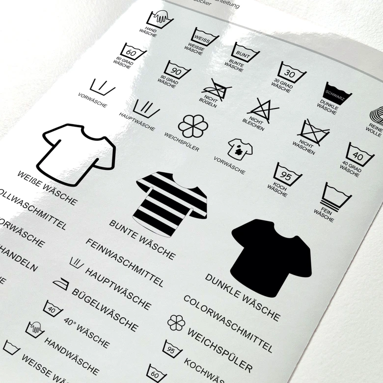 Sticker Waschsymbole 