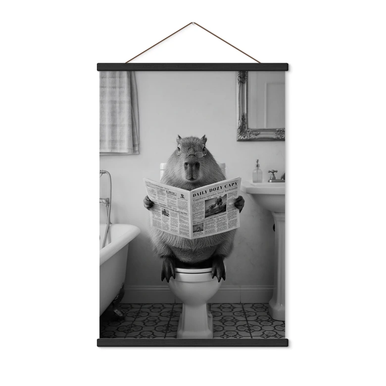 Affiche textile Capybara sur les toilettes silencieuses 