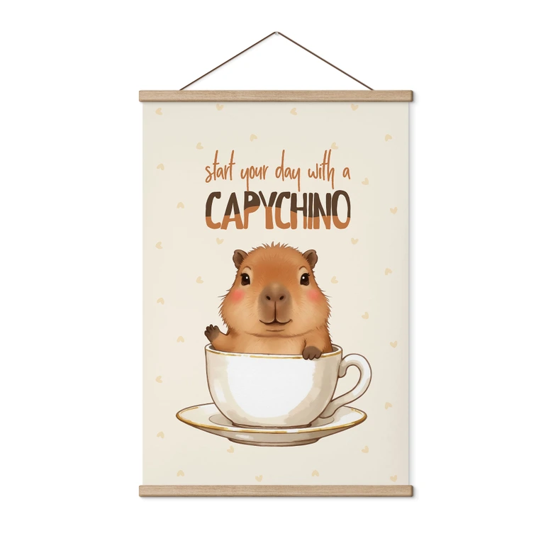 Textile poster Capybara in coffee - Capychino 