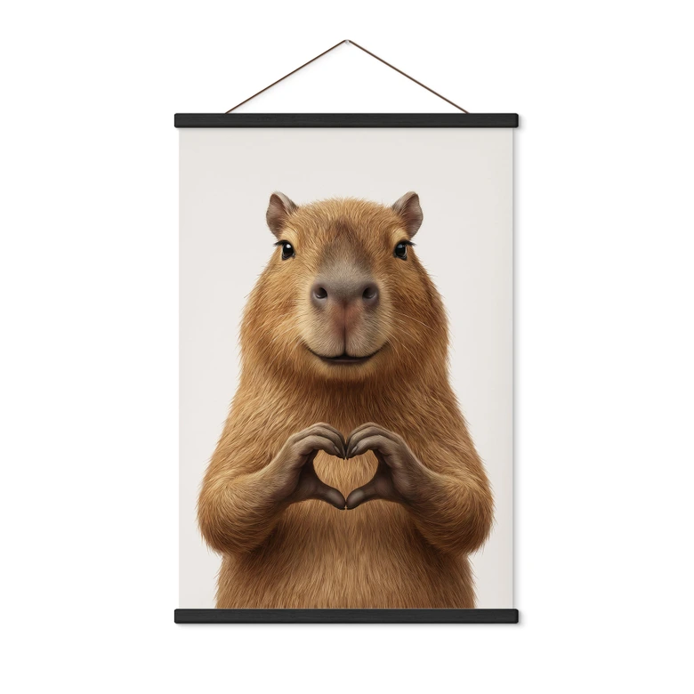 Capybara Textil poster med hjärta hand 