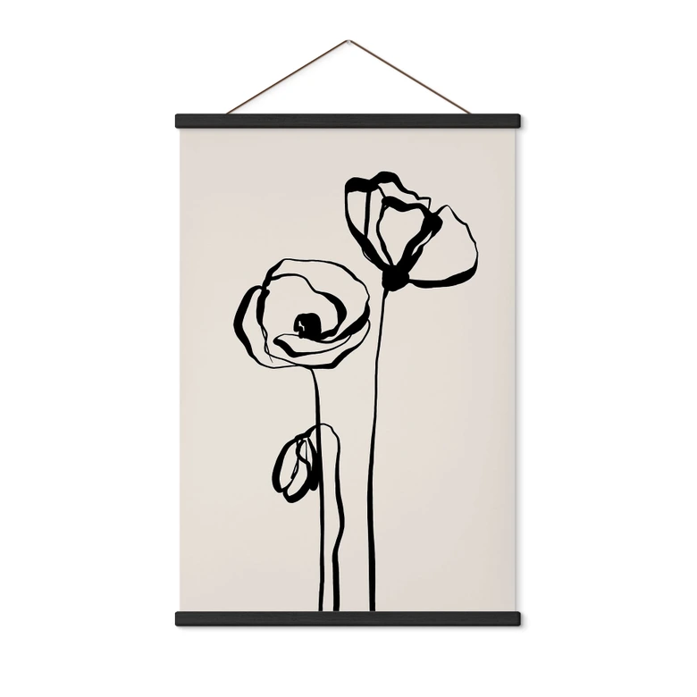 Stoffbild Line Art Zwei Mohnblumen - Cats & Dotz 