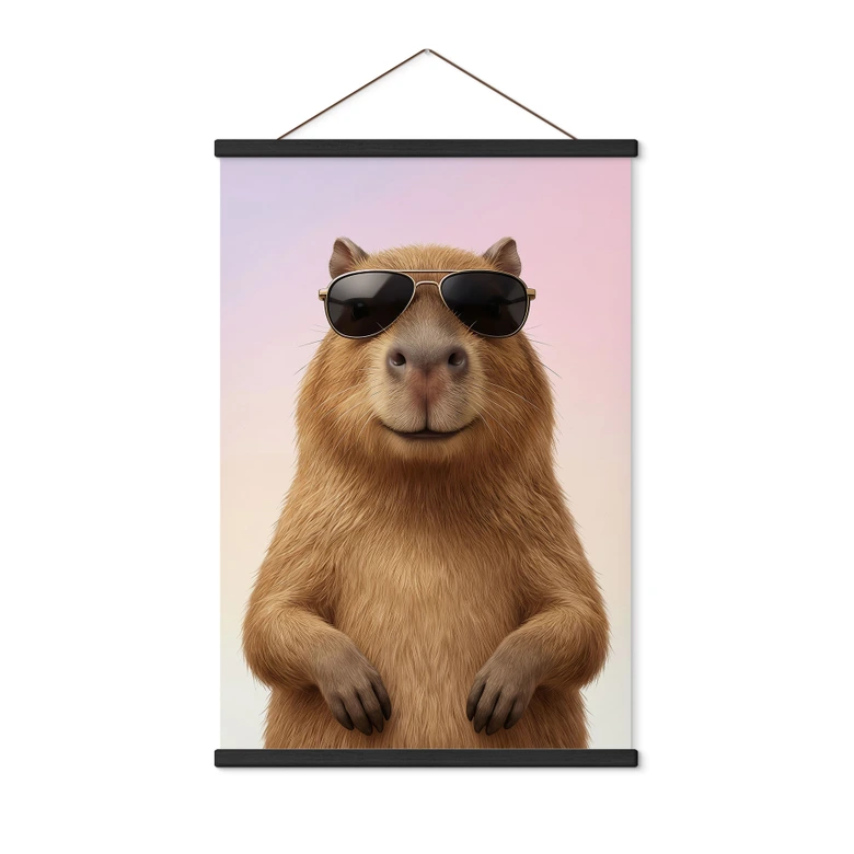 Stoffbild Cooles Capybara mit Sonnenbrille 