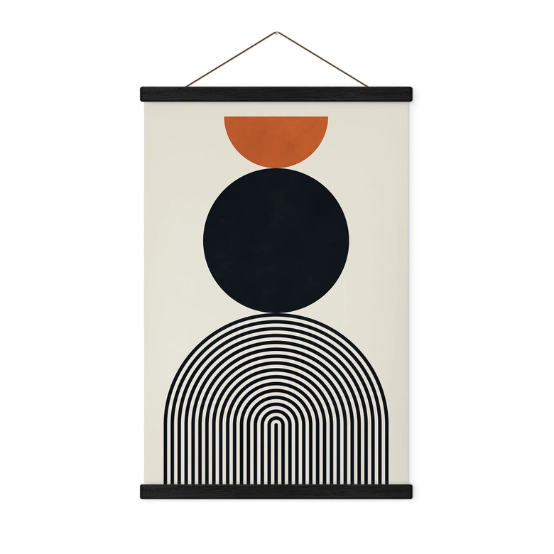 Affiche textile Lignes et cercles abstraits en harmonie - Costa 