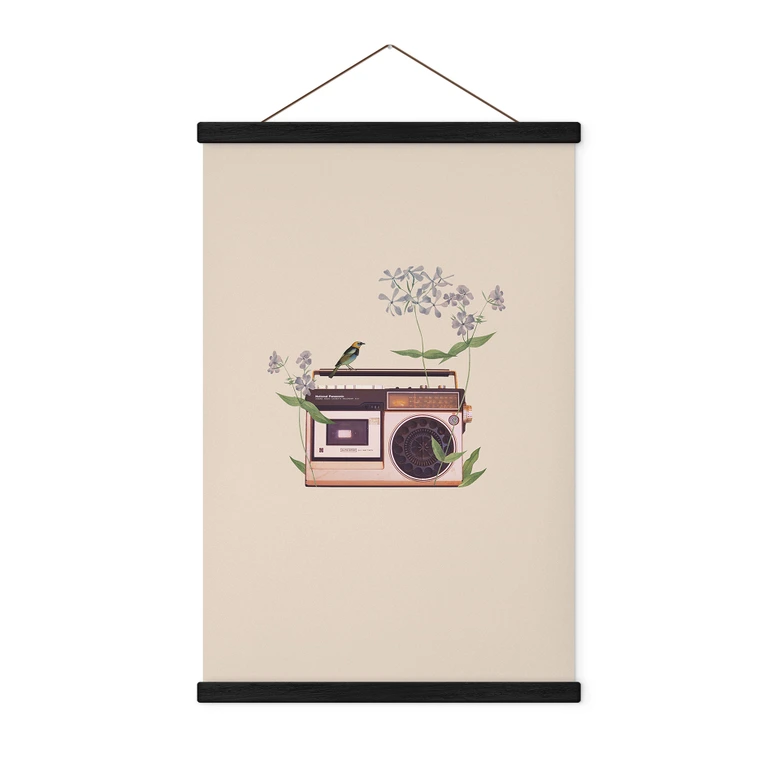 Affiche textile Retro Radio floral - Frida Floral Studio 