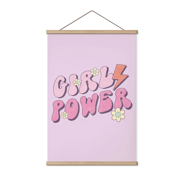 Textile poster Girl Power retro lettering purple 