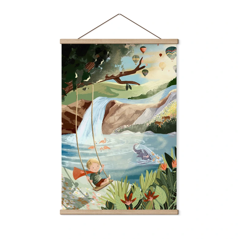 Affiche textile Balançoires dans l'oasis de la nature - Goed Blauw 