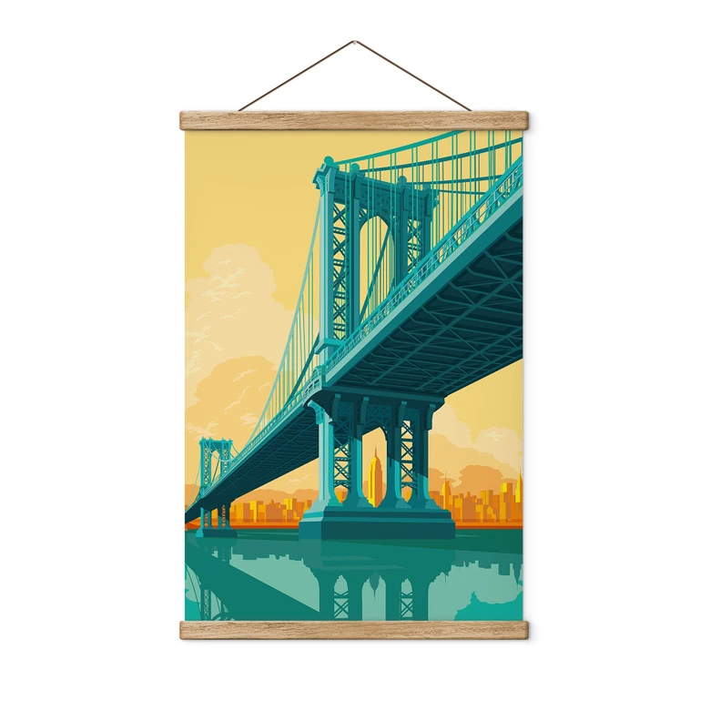 Textil poster stadsvy genom Manhattan Bridge - Heemskerk 