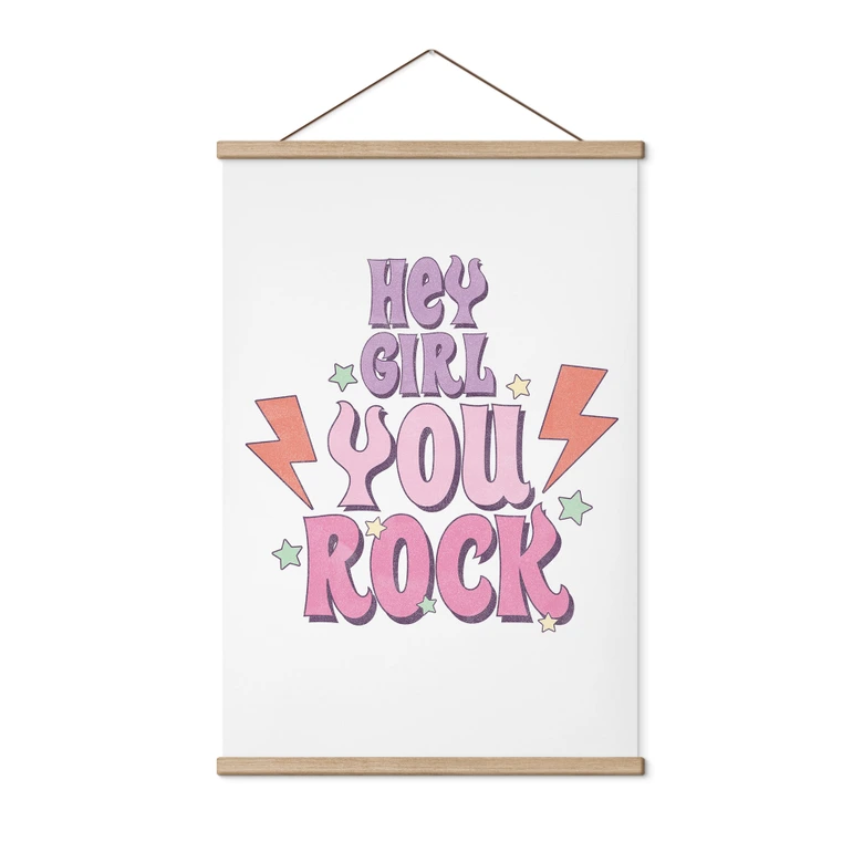 Tekstil plakat Hey girl you rock 