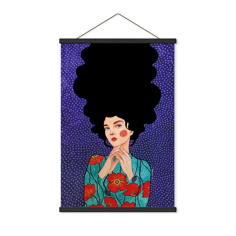 Affiche textile Femme en robe coquelicot - Hülya 