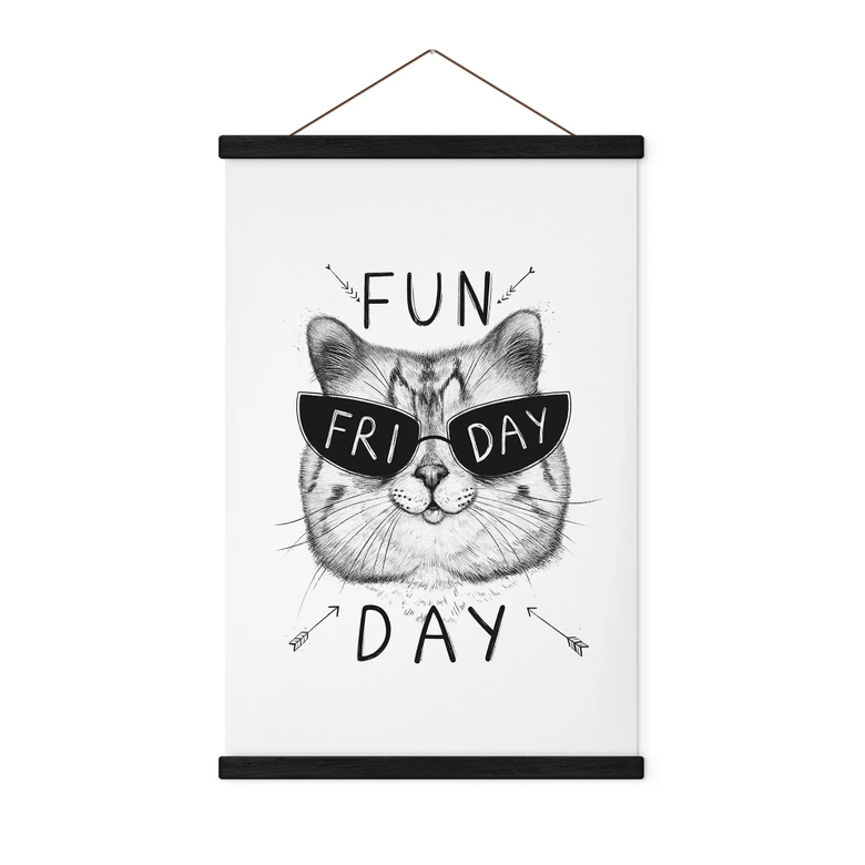 Póster de tela gato con gafas de sol - Fun Friday Cat - Korenkova 