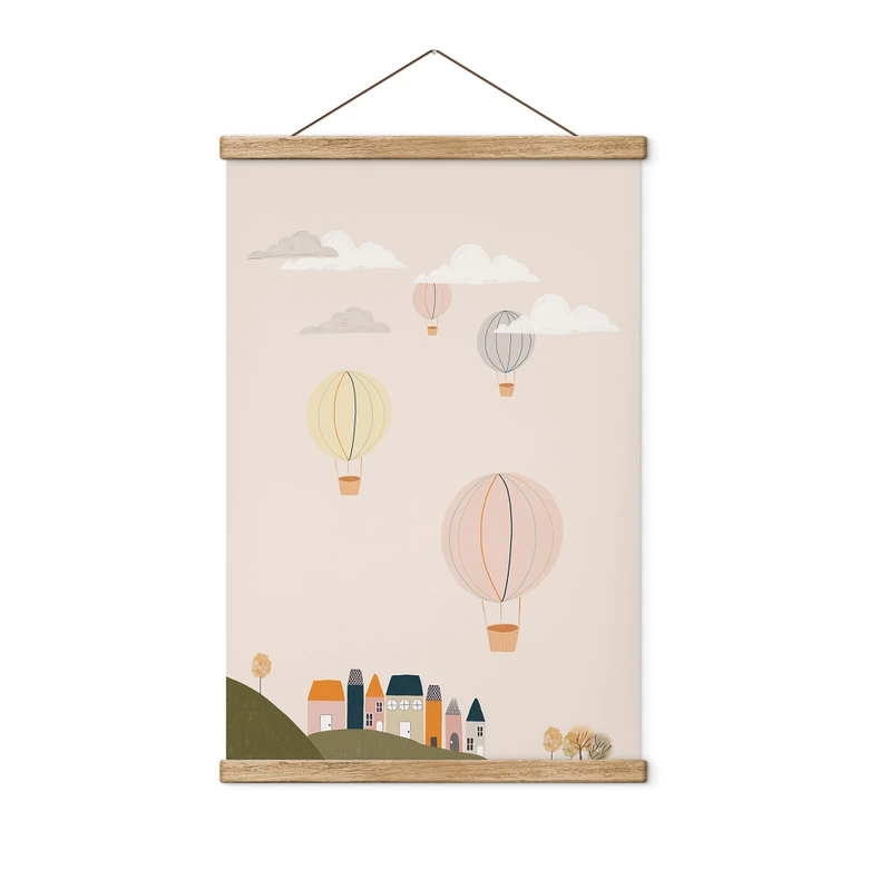 Stoffbild Bunte Heißluftballons am Himmel - Menina Lisboa 