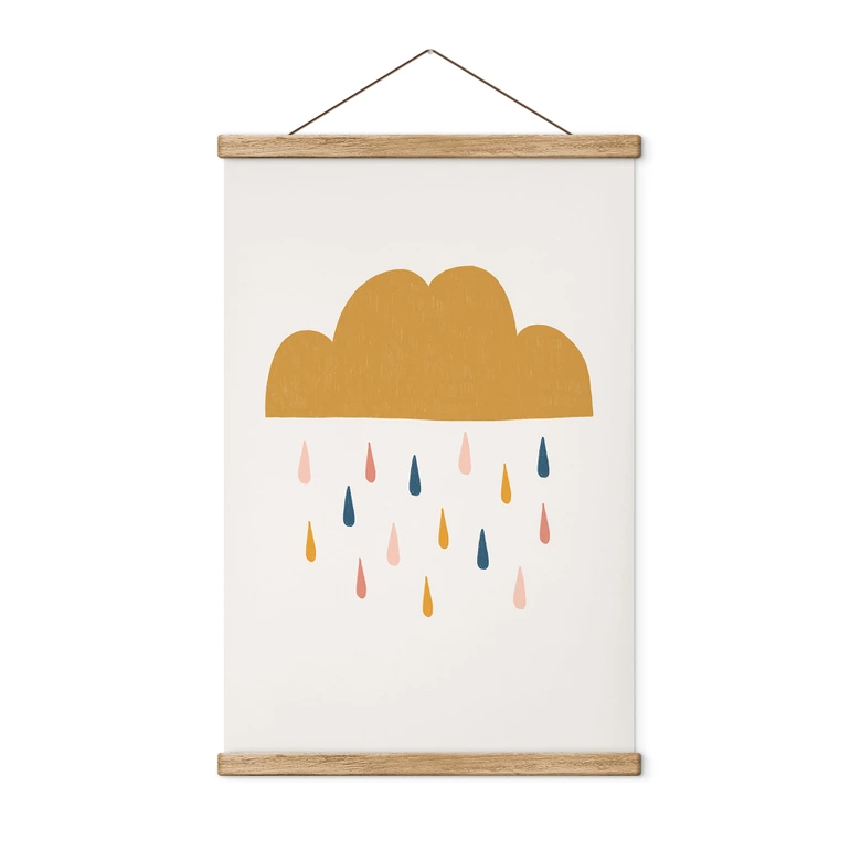 Textielposter Vrolijke regen in pastelkleuren - Menina Lisboa 