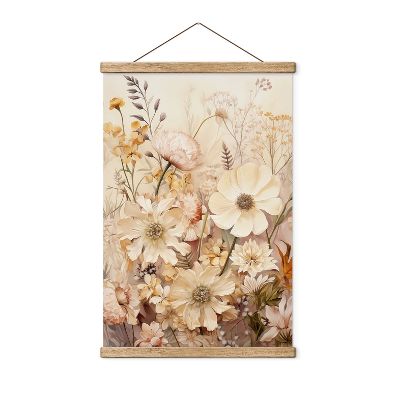 Stoffbild Vintage Blütenpracht auf der Wiese - Lola Peacock 