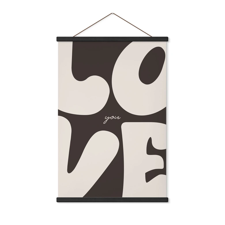 Affiche textile avec typographie - Love you Retro Letters 