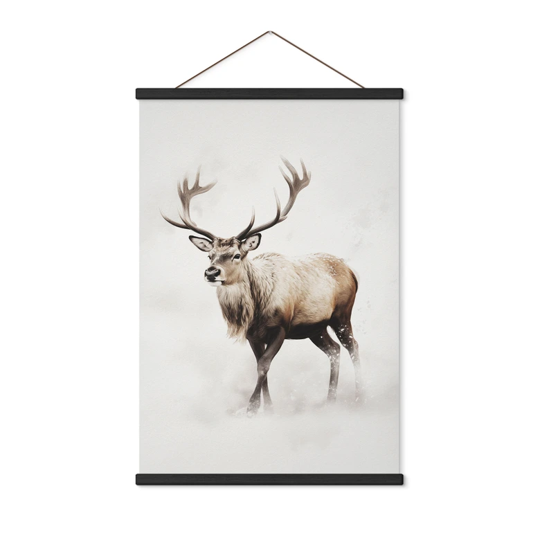 Stoffbild Hirsch im weißen Winter - Magnusson 