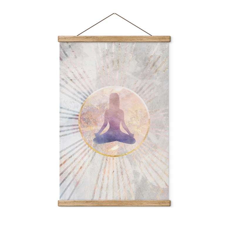 Stoffbild Lotussitz - Meditation im goldenen Licht - Manovski 