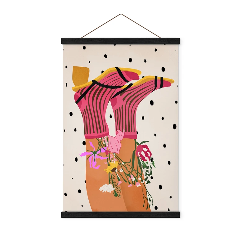 Textil poster Strumpkärlek möter flower power - Mokate 