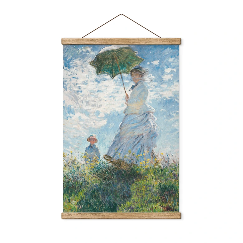 Affiche textile Monet - Femme à l'ombrelle - Madame Monet et son fils 