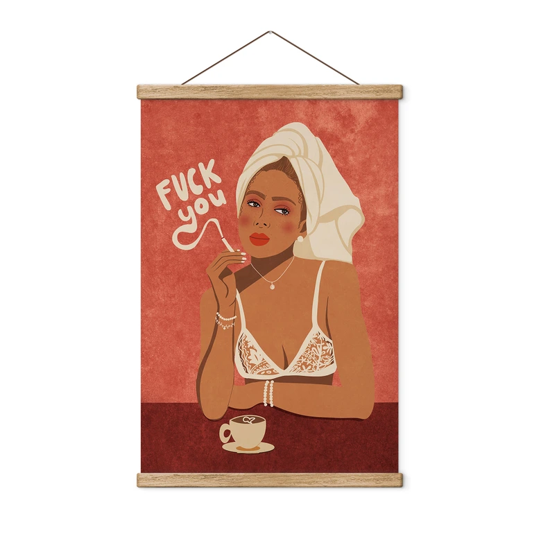 Stoffbild Fuck you - Kaffee mit Zigarette | Feminismus - Oltmanns 