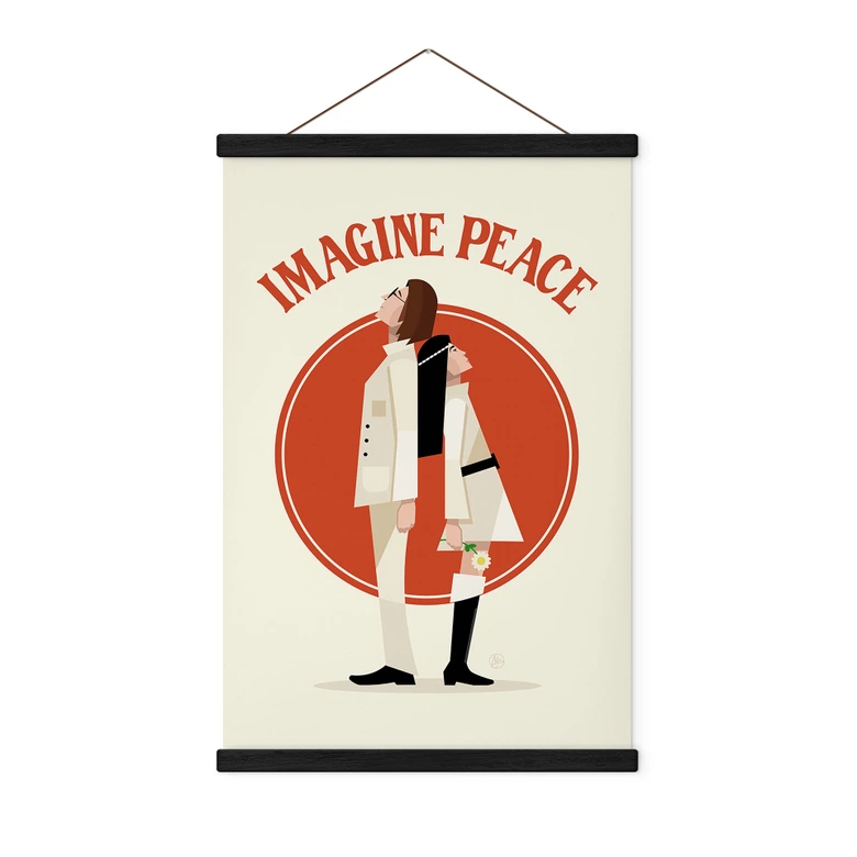 Stoffbild Imagine Peace - Zwei für Frieden und Hoffnung - Retrodrome 