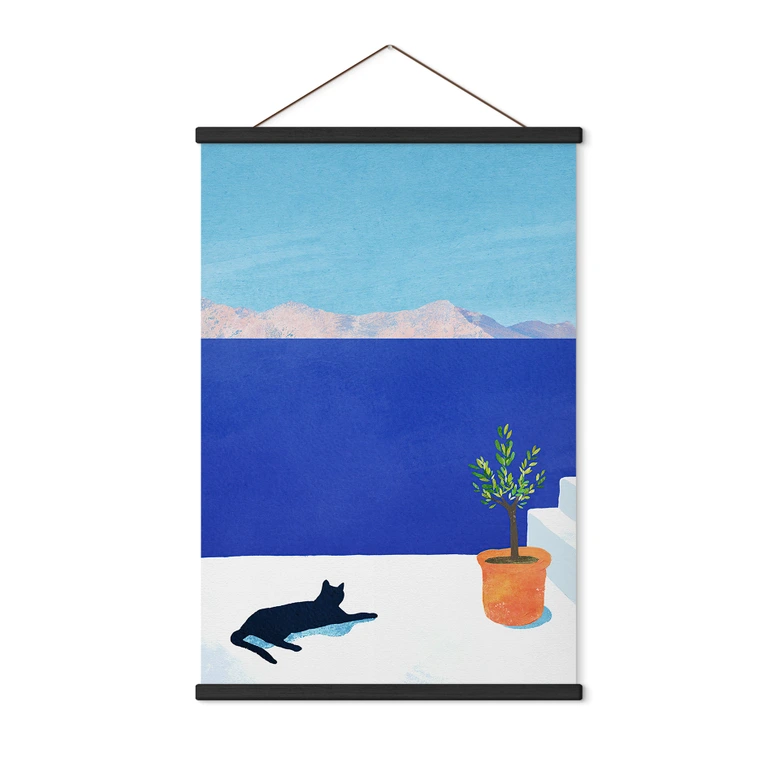 Stoffbild Siesta mit Katze am Meer - Rivers 