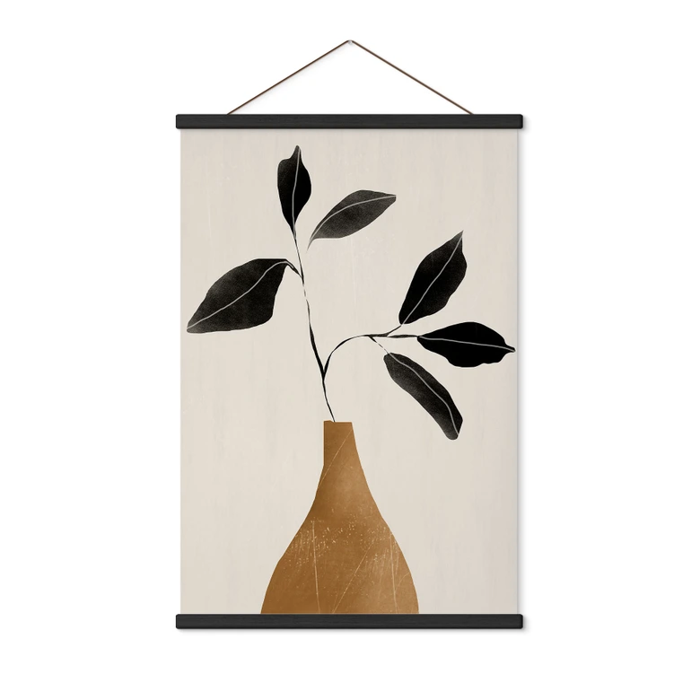 Stoffbild Zweig in goldener Vase - ThingDesign 