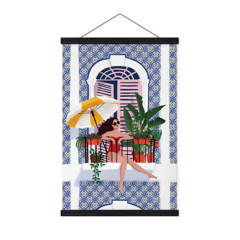 Textielposter vakantie op het balkon - Tomljanovic 