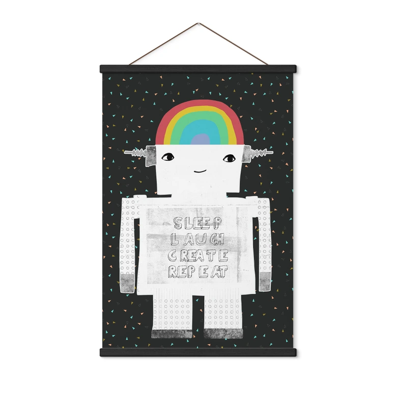 Stoffbild Regenbogen-Roboter Sleep Laugh Create - Treechild 
