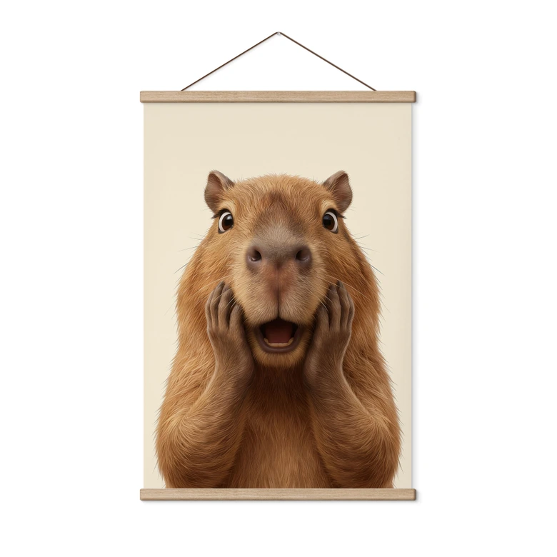 Stoffbild Überraschtes Capybara 