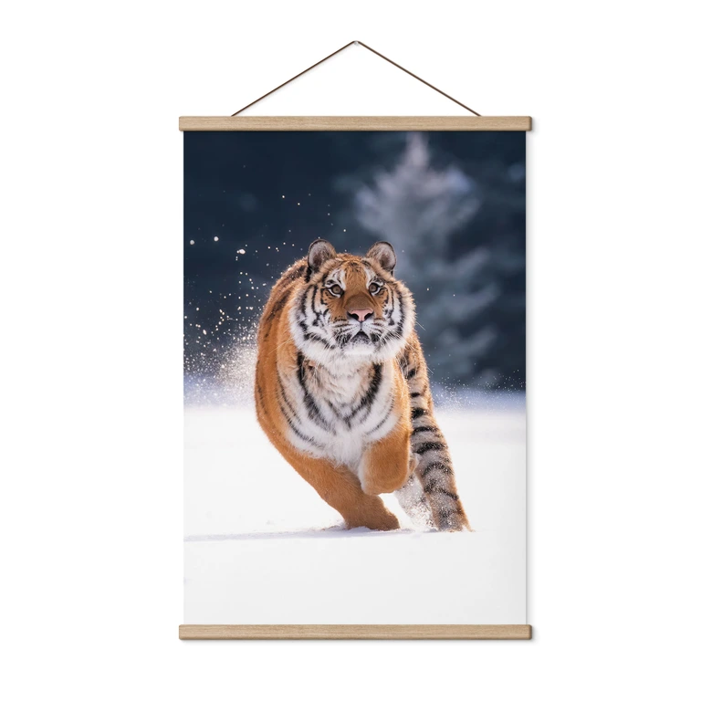 Póster de tela Tigre siberiano en la nieve - van Duijn 