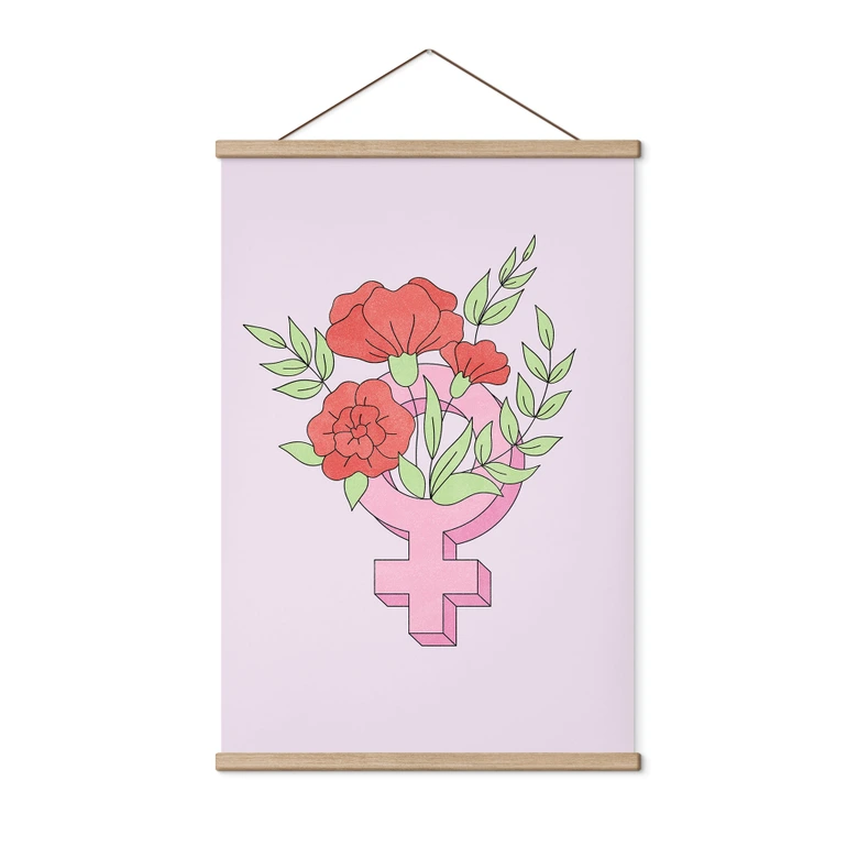 Affiche textile Signe de Vénus avec fleurs 