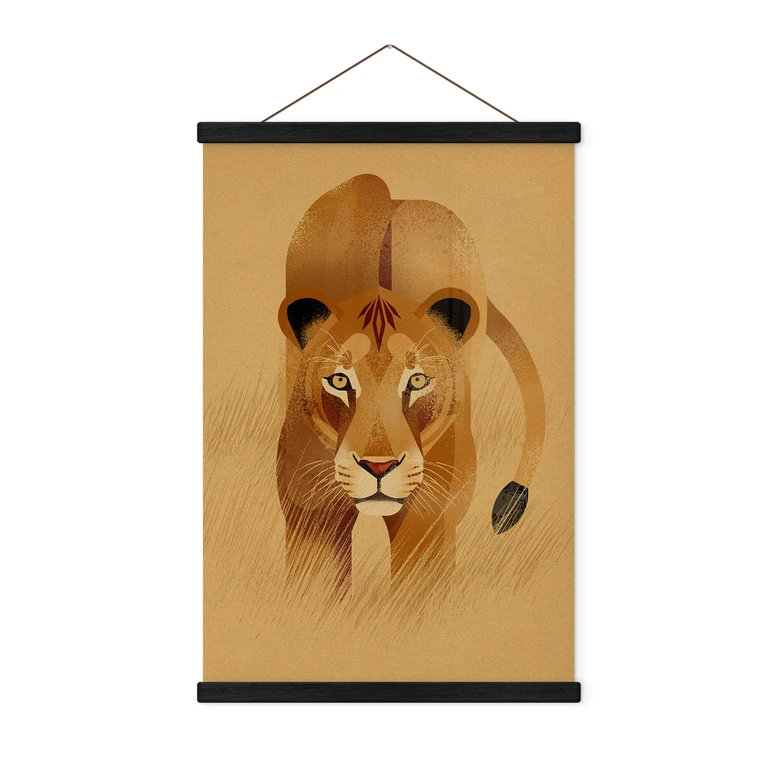 Affiche textile Lionne - Braun 