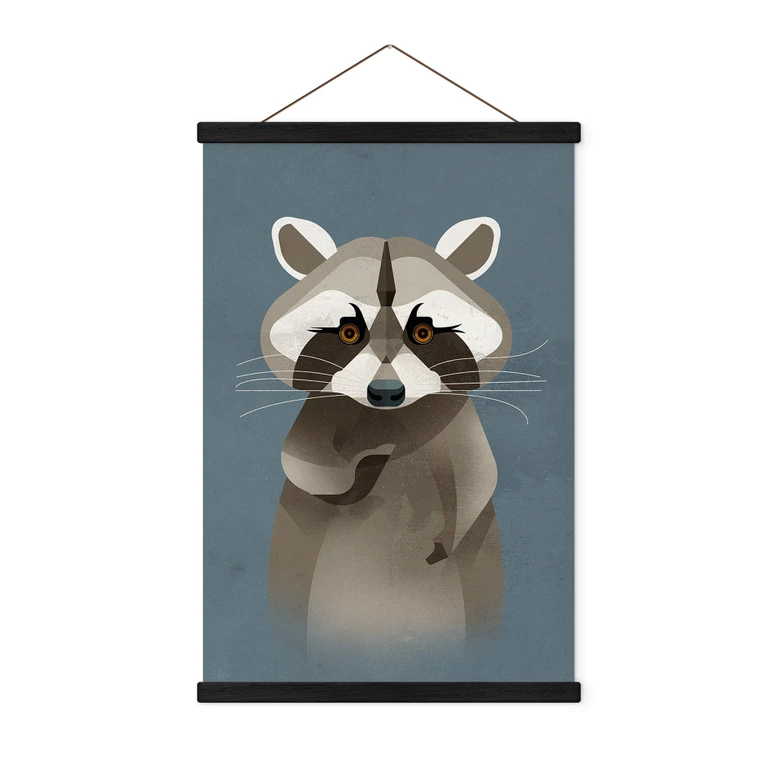 Stoffbild Waschbär - Braun 