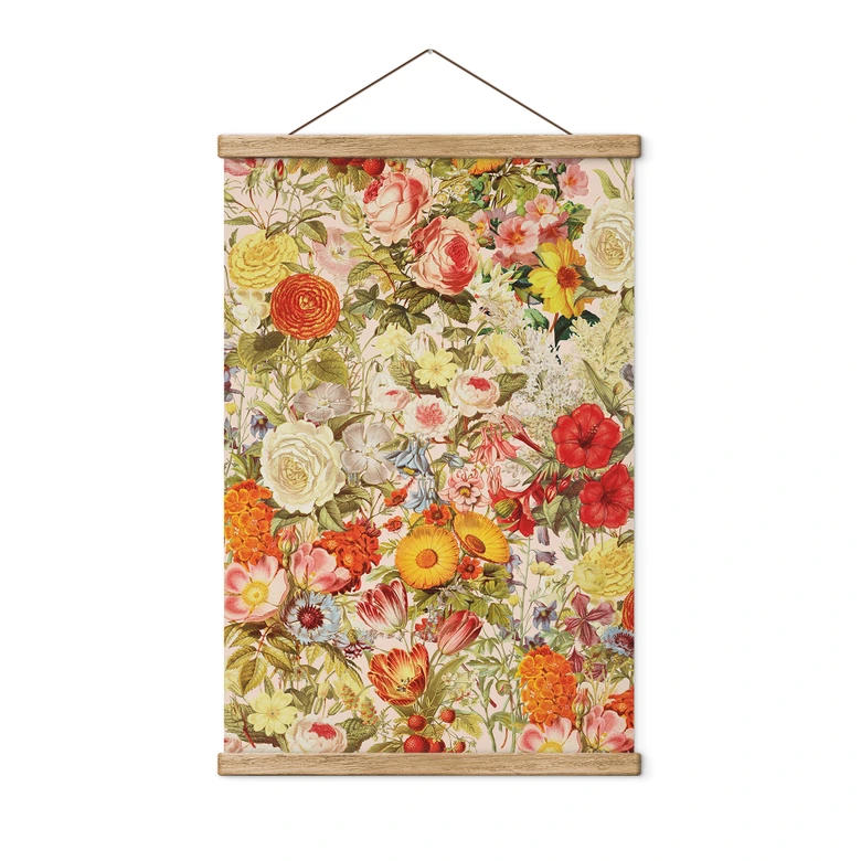 Stoffbild Farbenfrohe Blumencollage - Frida Floral Studio 