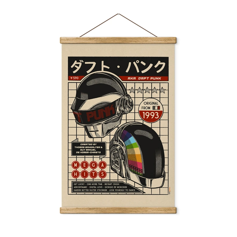 Stoffbild Pop-Art Kunstdruck inspiriert von Daft Punk - Gomes 