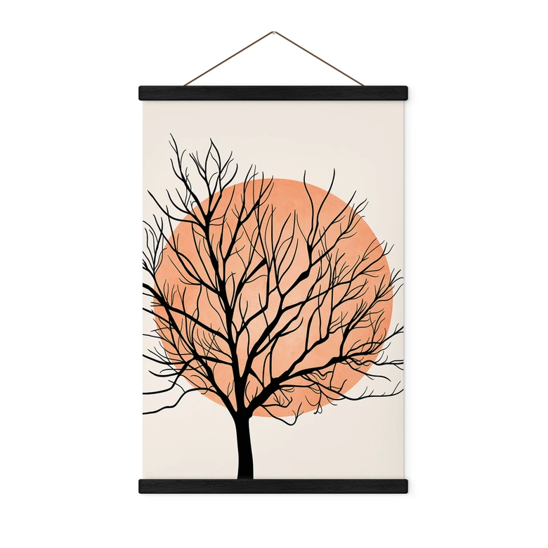 Stoffbild Apricotfarbene Sonne - Kubistika 