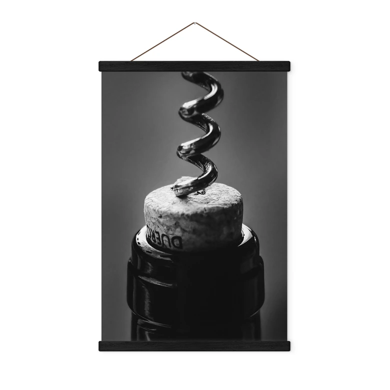 Textielposter Wijn met kurkentrekker - Pictufy Studio 